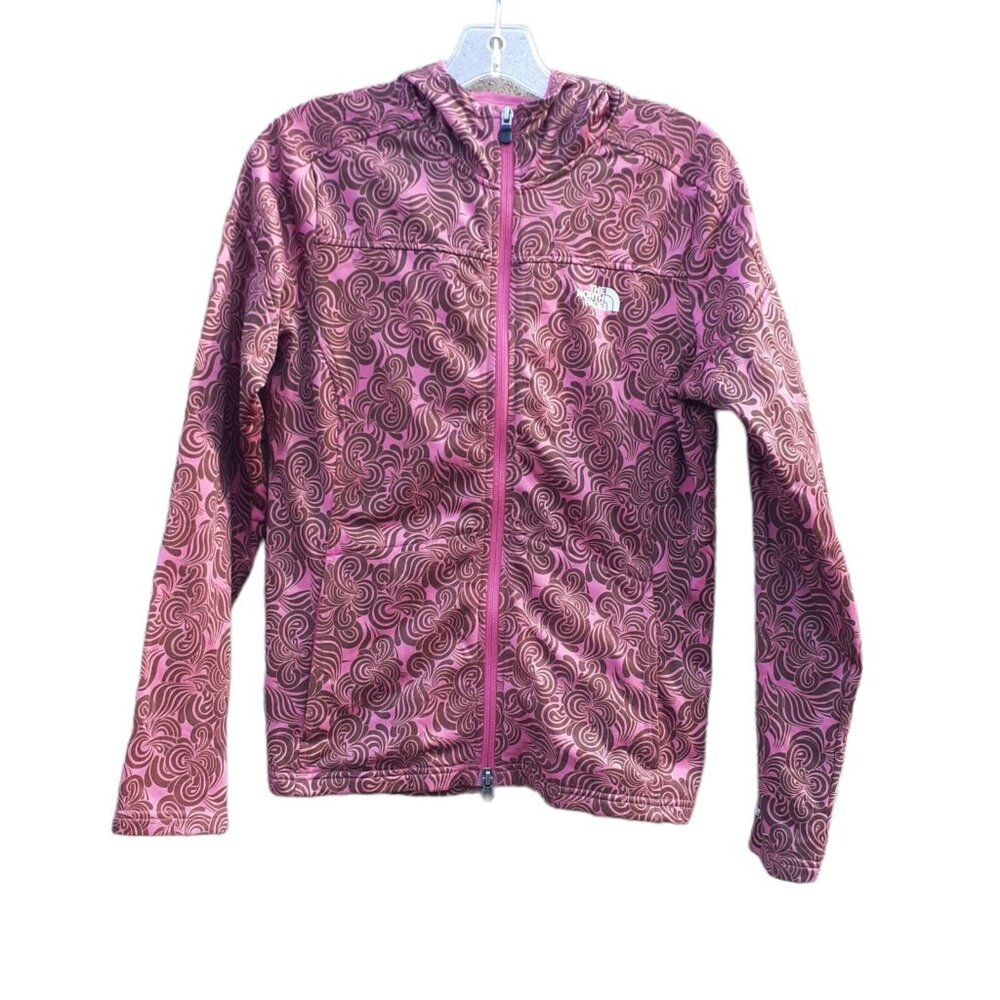 The North Face Zippered Hoodie Womens Pink Swirl Print TKA Stretch M Snowboard